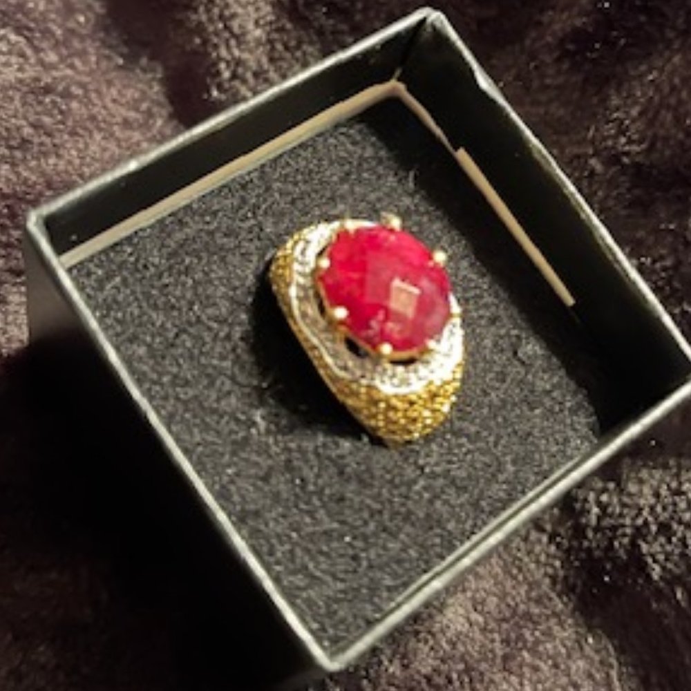 Vintage Diamonds Red Ruby Wms Ring - image 4